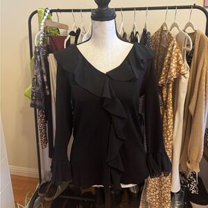 Cable & Gauge Black Ruffled Blouse